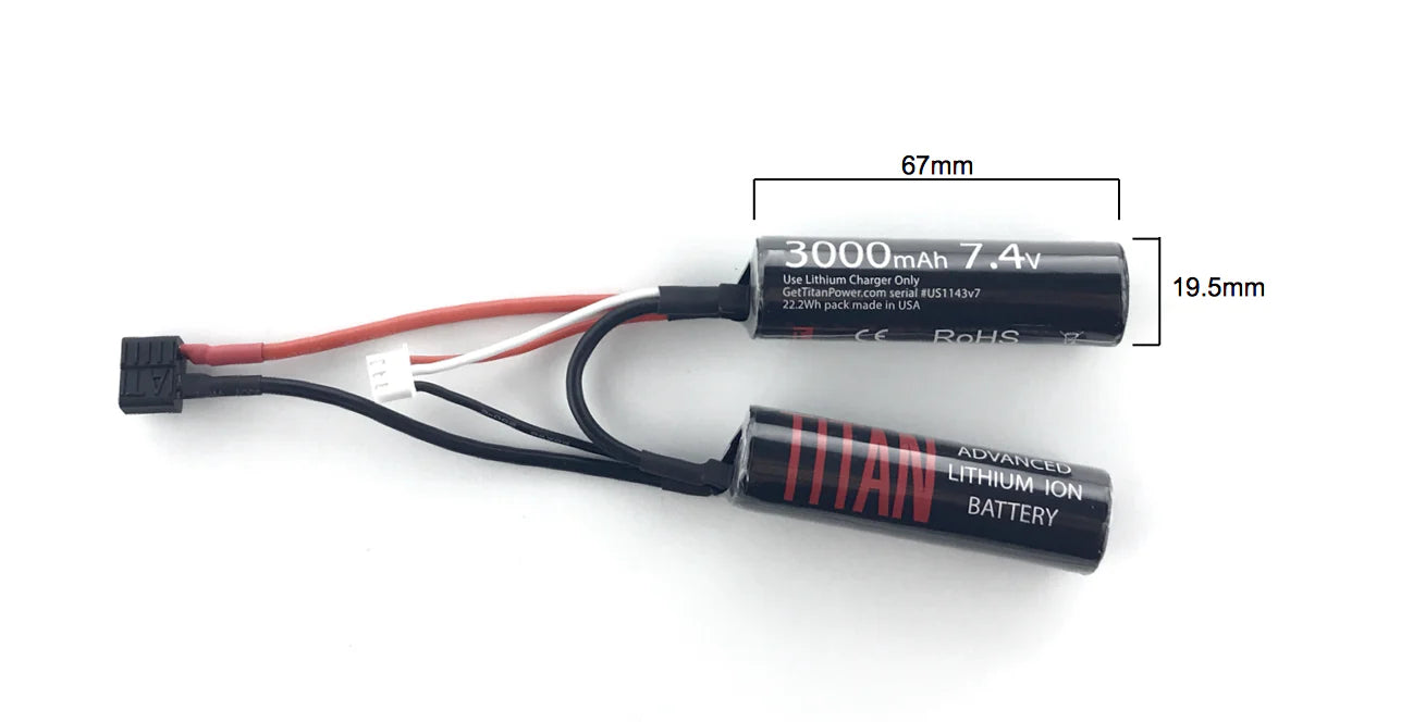 Titan Power 3000mAh 7.4v Nunchuck T-Plug (Deans)