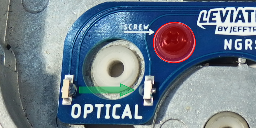 Jefftron Leviathan NGRS optical cycle sensor area showing detection point for gearbox cycle timing