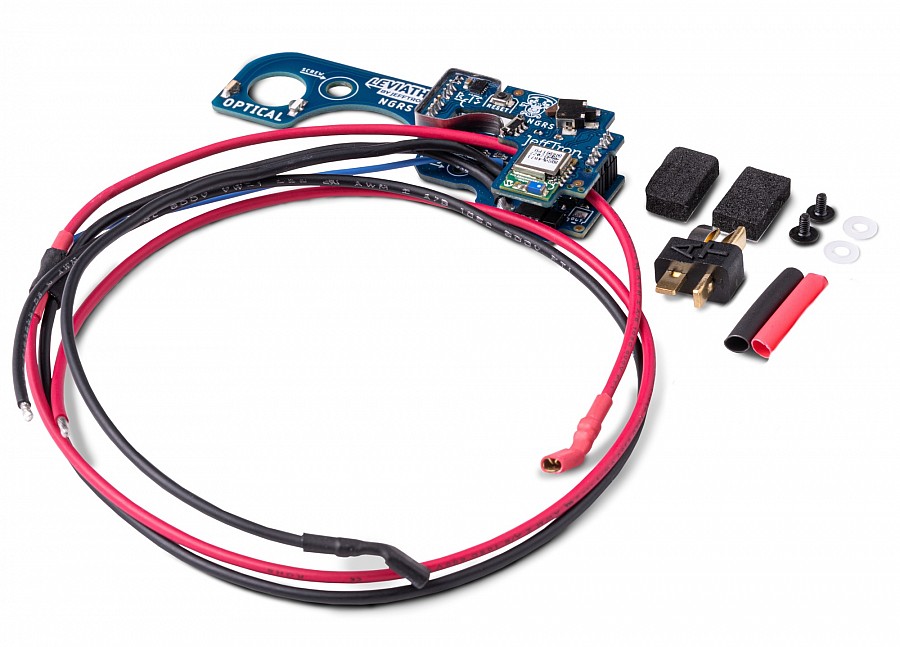 Jefftron Leviathan NGRS optical MOSFET package with wiring harness, connectors, and Real Feel Trigger System components