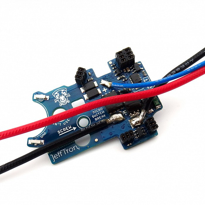 Jefftron Leviathan V2 Optical front wired bottom board showing power wires and connector layout
