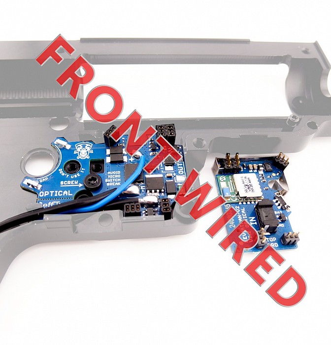 Jefftron Leviathan V2 Optical front wired split unit installed in gearbox showing wire routing and separate control board