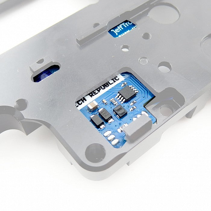 Jefftron Leviathan V2 Optical MOSFET rear board installed in V2 gearbox shell showing fitment and wiring position