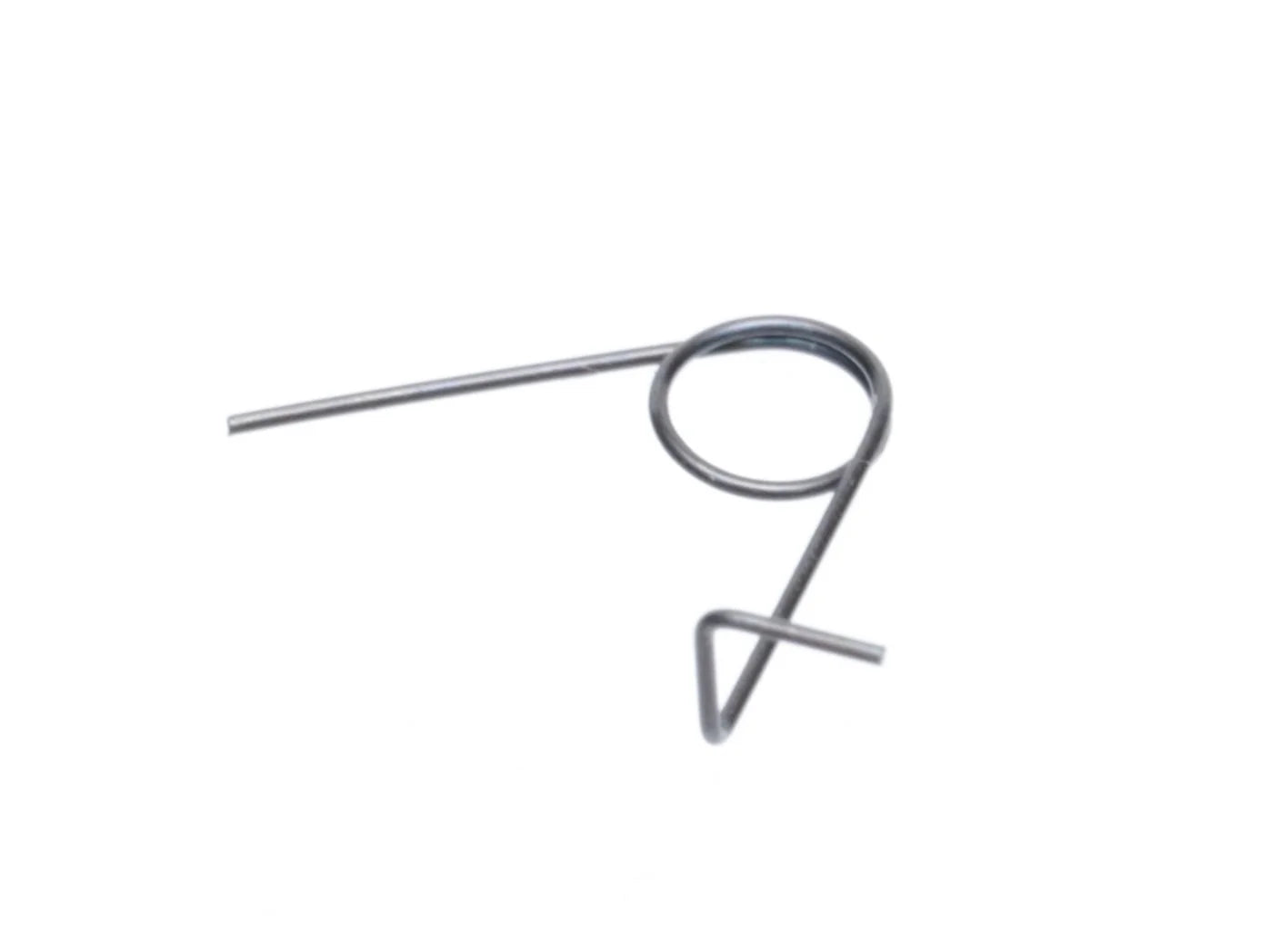 Detailed view of the high-tension tempered piano wire steel SPARK Latch Master anti-reversal latch spring by AIRSOFT97 isolated on a plain white background.